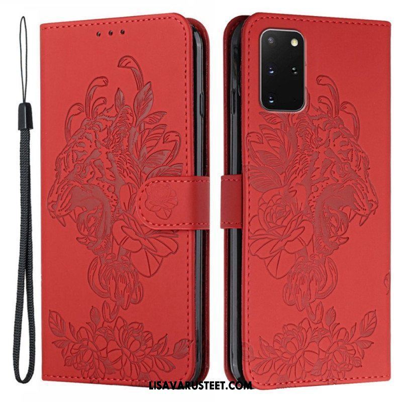 Flip Case Samsung Galaxy S20 Plus / S20 Plus 5G Suojaketju Kuori Barokki Ranneke Tiger