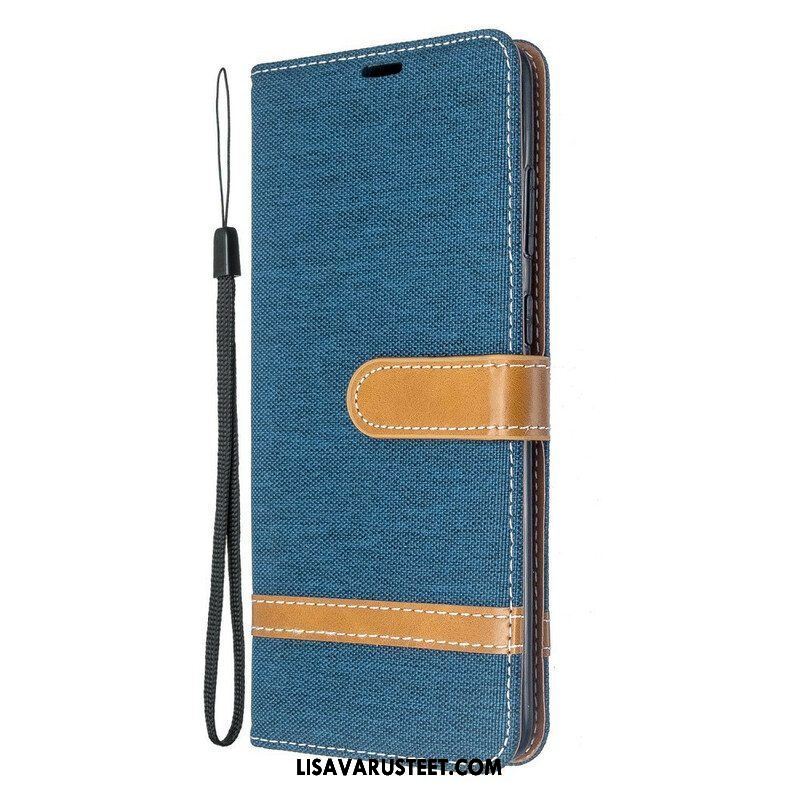 Flip Case Samsung Galaxy S20 Plus / S20 Plus 5G Suojaketju Kuori Kangas- Ja Nahkaefektihihna