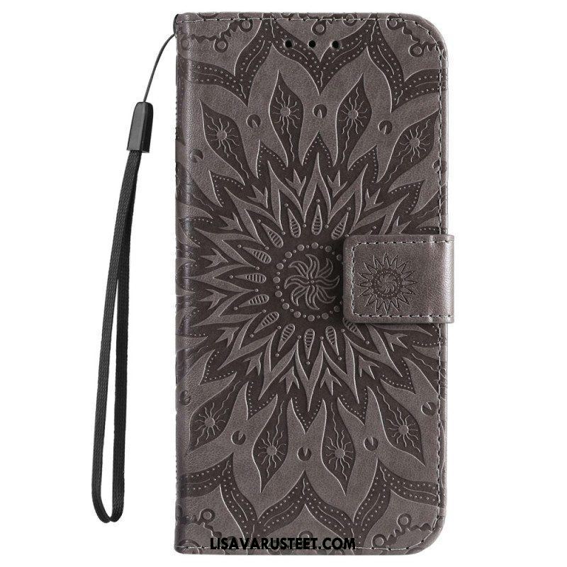 Flip Case Samsung Galaxy S23 5G Mandala-aurinko Kaulanauhalla