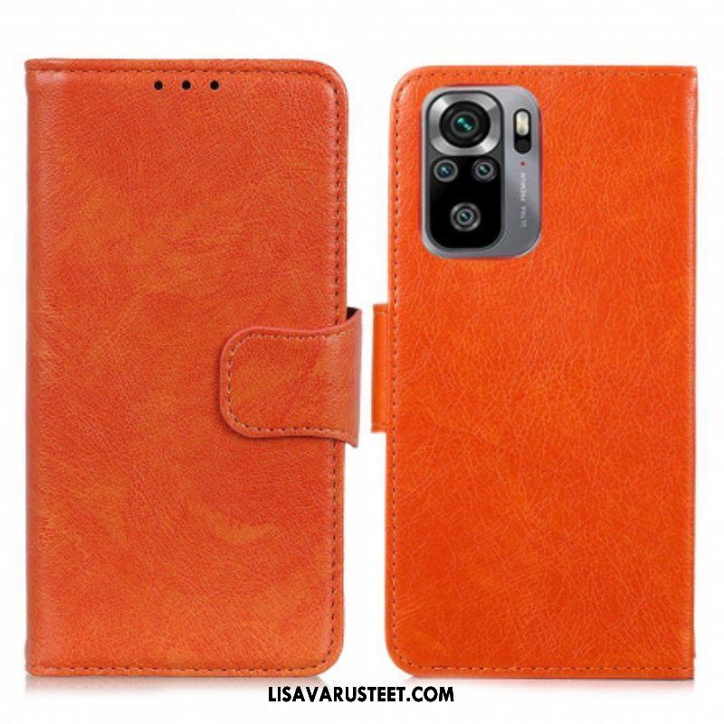 Flip Case Xiaomi Redmi Note 10 / 10S Halkaistu Nappan Nahka