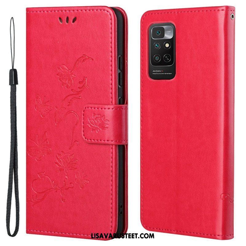 Flip Case Xiaomi Redmi Note 11 / 11S Suojaketju Kuori Strap Kukat