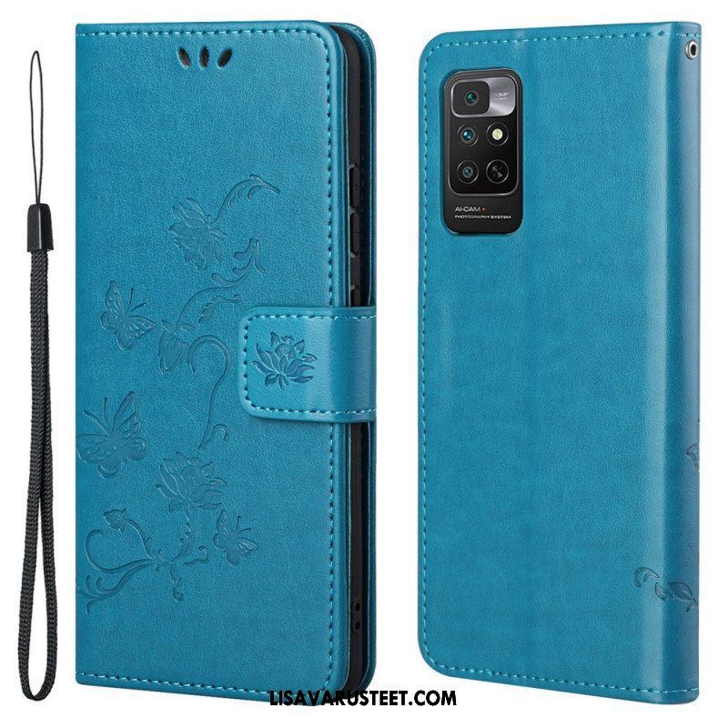 Flip Case Xiaomi Redmi Note 11 / 11S Suojaketju Kuori Strap Kukat