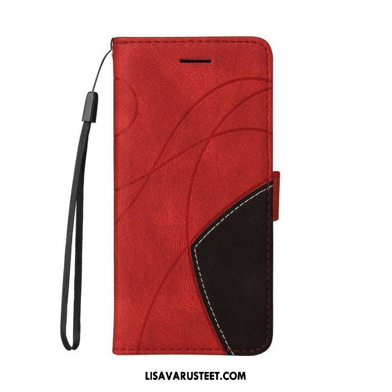 Flip Case iPhone 13 Mini Kaksisävyinen Signature Faux Leather