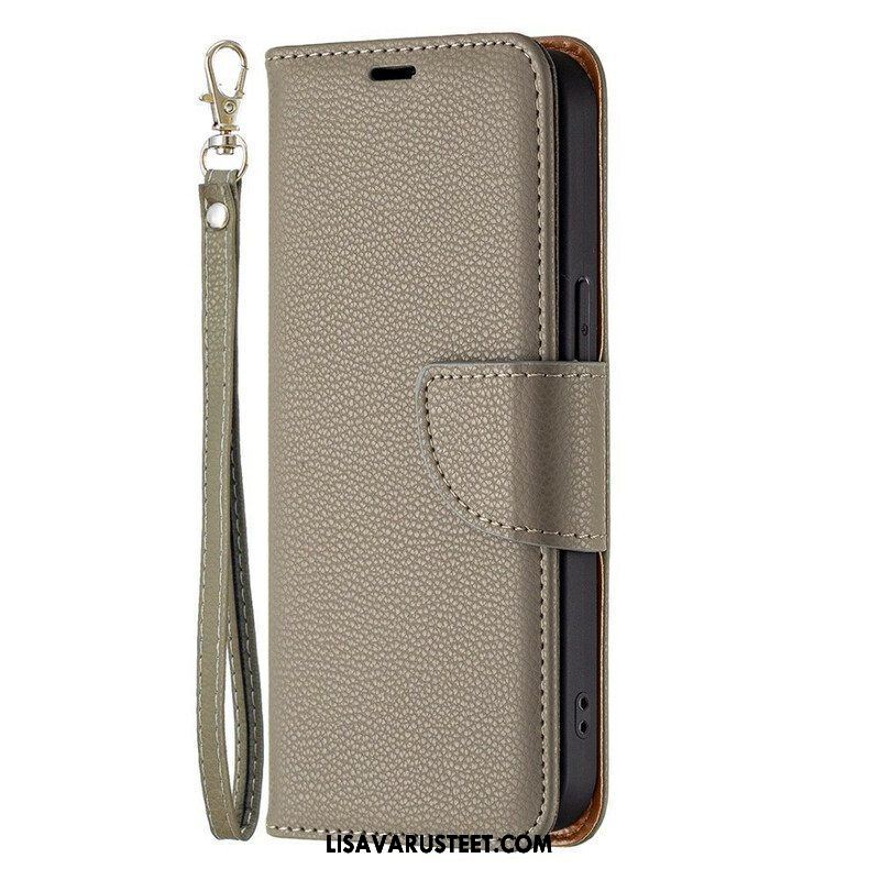 Flip Case iPhone 13 Pro Suojaketju Kuori Värillinen Litsi Nahkatehostehihna