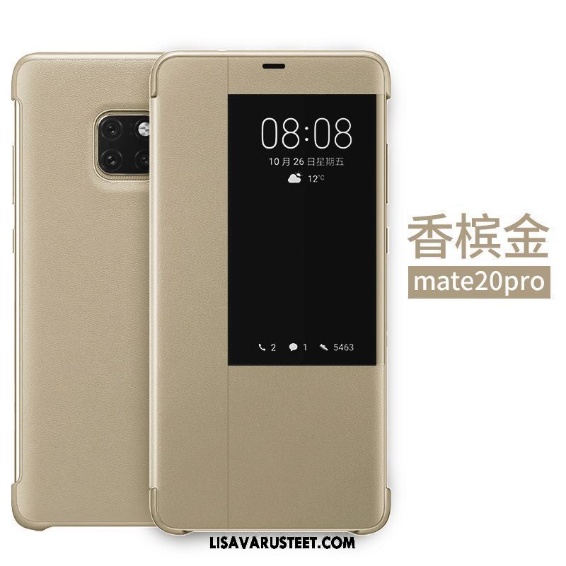 Huawei Mate 20 Pro Kuoret Murtumaton Nahkakotelo Näytönsuojus Kuori Kulta Halpa