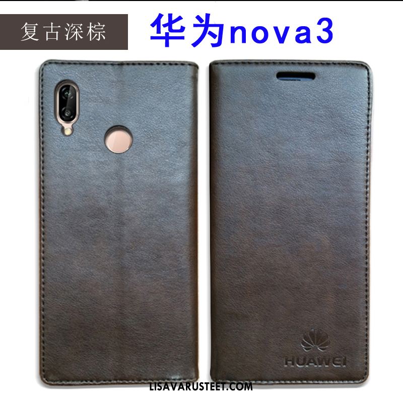 Huawei Nova 3 Kuoret Kotelo Punainen Nahkakotelo All Inclusive Kuori Halpa