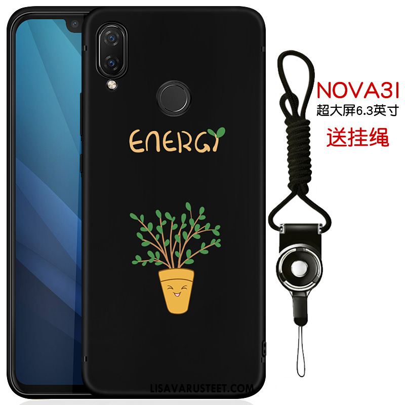 Huawei Nova 3i Kuoret All Inclusive Pehmeä Neste Kotelo Kuori Musta Verkossa