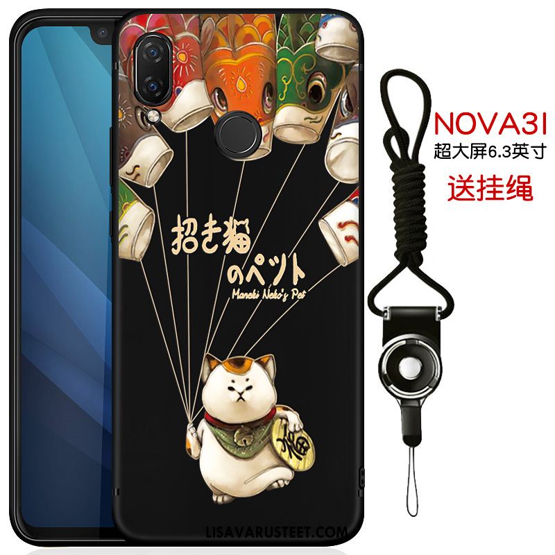 Huawei Nova 3i Kuoret All Inclusive Pehmeä Neste Kotelo Kuori Musta Verkossa