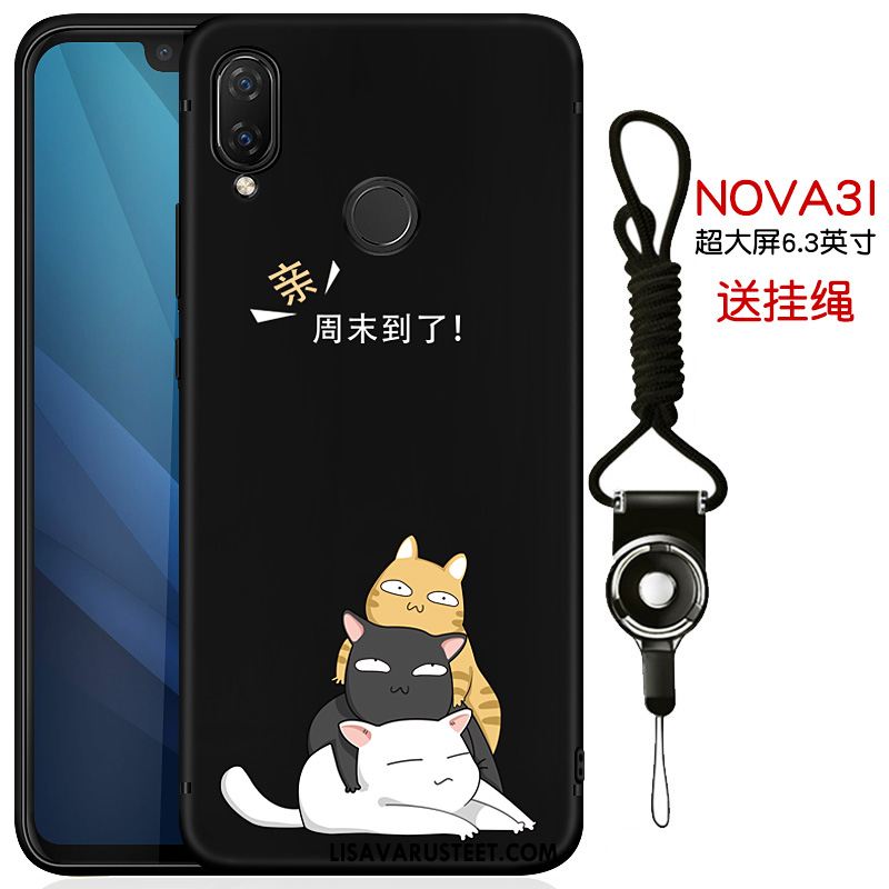 Huawei Nova 3i Kuoret All Inclusive Pehmeä Neste Kotelo Kuori Musta Verkossa