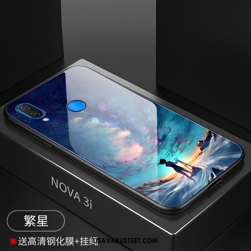 Huawei Nova 3i Kuoret Suojaus Pehmeä Neste Sininen Tila Pesty Suede Verkossa