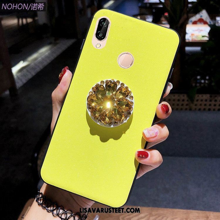 Huawei P20 Lite Kuoret Strassi Suojaus Rhinestone Inlay Keltainen Kotelo Myynti