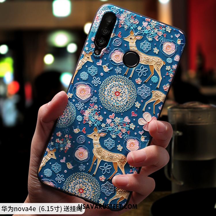 Huawei P30 Lite Kuoret All Inclusive Kotelo Sininen Ripustettavat Koristeet Sarjakuva Osta