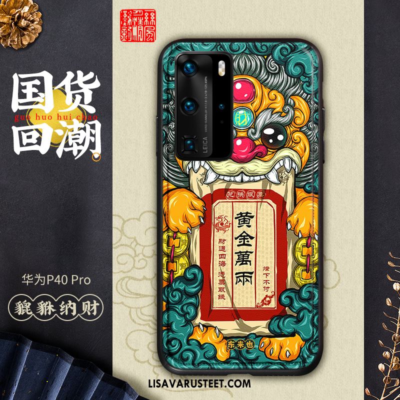 Huawei P40 Pro Kuoret Kotelo Persoonallisuus Nahka Monivärinen Kiinalainen Tyyli Osta