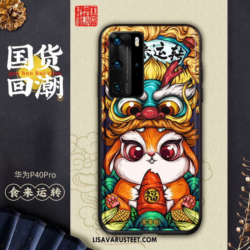 Huawei P40 Pro Kuoret Kotelo Persoonallisuus Nahka Monivärinen Kiinalainen Tyyli Osta