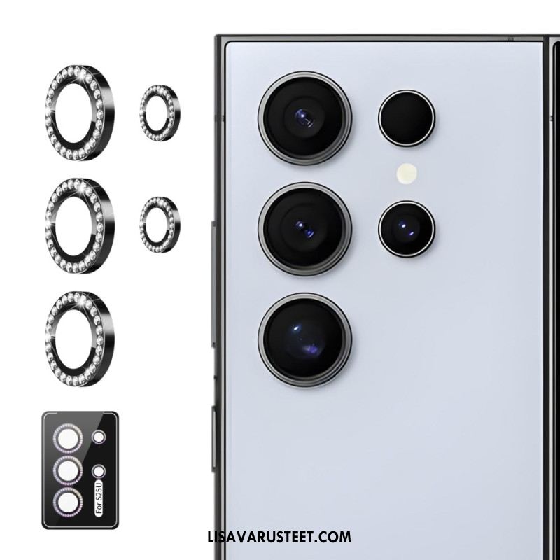Kameran Linssin Suojus Samsung Galaxy S25 Ultra 5g Metalliseosrenkailla Ja Strasseilla