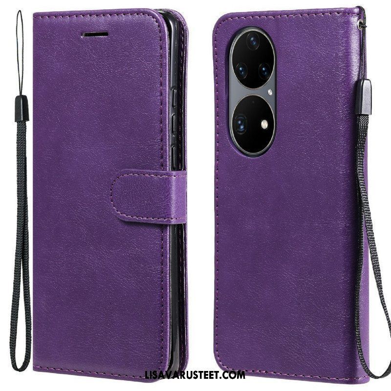 Kotelot Huawei P50 Pro Suojaketju Kuori Strappy Leather Effect