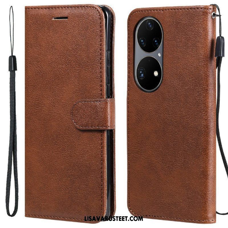 Kotelot Huawei P50 Pro Suojaketju Kuori Strappy Leather Effect