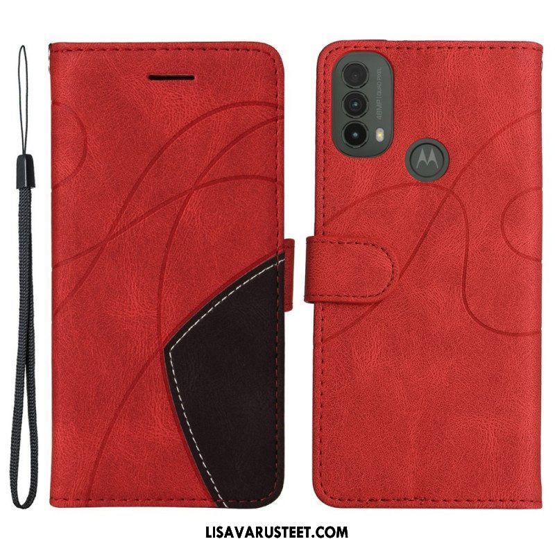 Kotelot Moto E40 / E30 / E20 Kaksisävyinen Signature Faux Leather