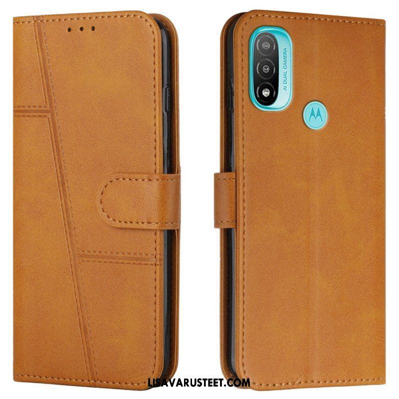 Kotelot Moto E40 / E30 / E20 Suojaketju Kuori Strappy Geo Leather Effect