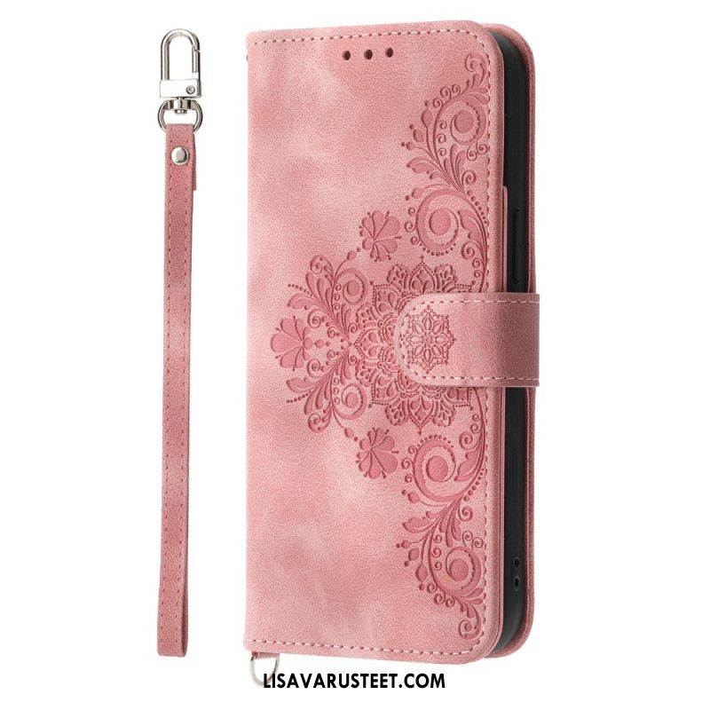 Kotelot Oneplus 13r Mokkanahkainen Pitsikuvio Jossa Hihna Ja Olkahihna Suojakuori