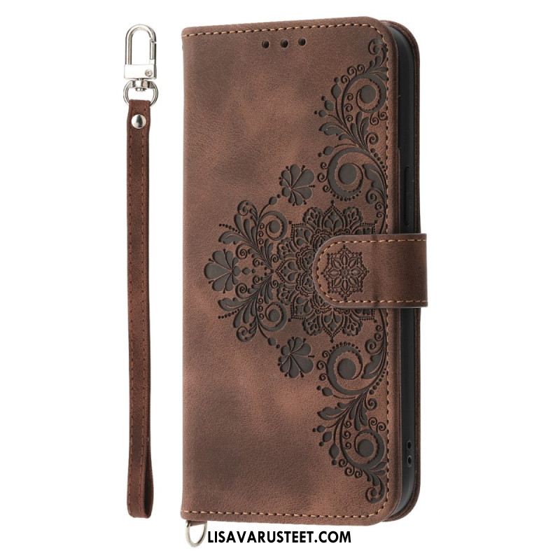 Kotelot Oneplus 13r Mokkanahkainen Pitsikuvio Jossa Hihna Ja Olkahihna Suojakuori