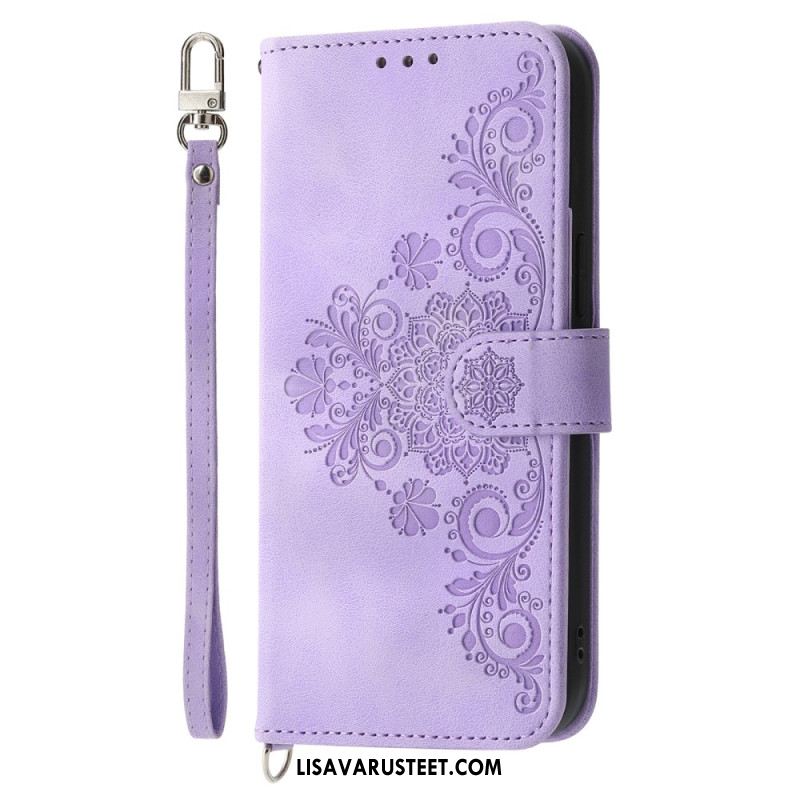 Kotelot Oneplus 13r Mokkanahkainen Pitsikuvio Jossa Hihna Ja Olkahihna Suojakuori