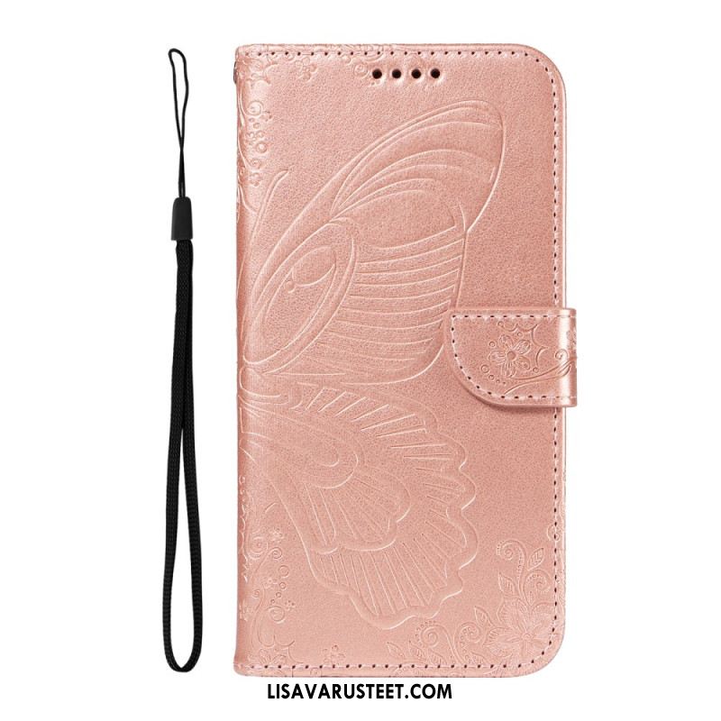 Kotelot Oneplus 13r Perhoskuvioinen Hihnalompakko Suojakuori