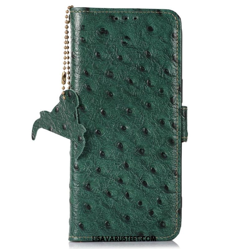 Kotelot Oneplus 13r Rfid-suojattu Strutsikuvioinen Nahka