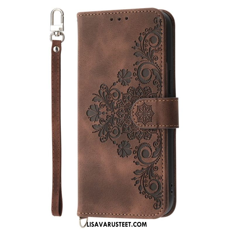 Kotelot Oppo Reno 13f 4g / 5g / 13 Fs 5g Puhelinkuoret Mokkanahkainen Pitsikuvio Hihnalla Ja Olkahihnalla