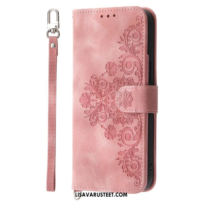 Kotelot Oppo Reno 14 Pro 5g Pitsimokkanahkaefekti Hihnalla Ja Olkahihnalla