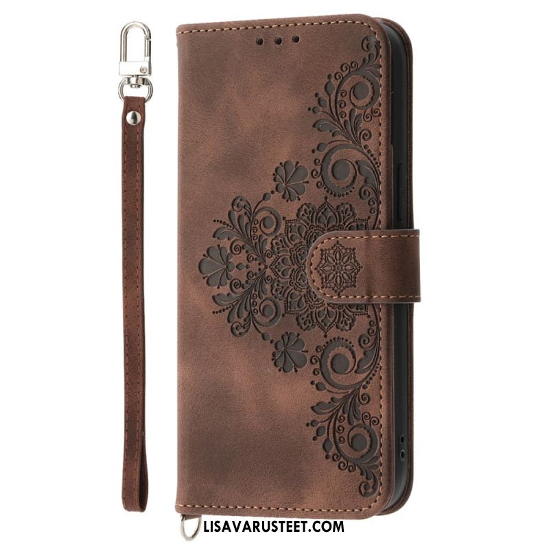 Kotelot Oppo Reno 14 Pro 5g Pitsimokkanahkaefekti Hihnalla Ja Olkahihnalla