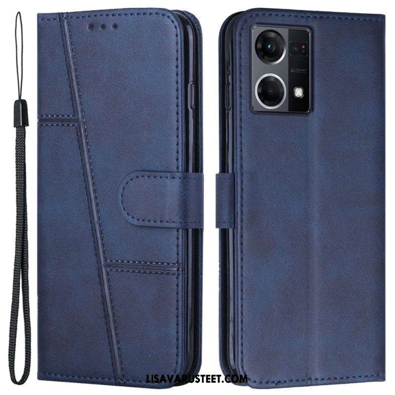 Kotelot Oppo Reno 7 Suojaketju Kuori Strappy Geo Leather Effect