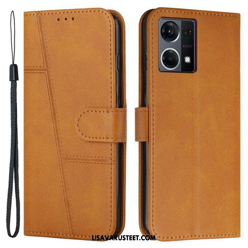 Kotelot Oppo Reno 7 Suojaketju Kuori Strappy Geo Leather Effect