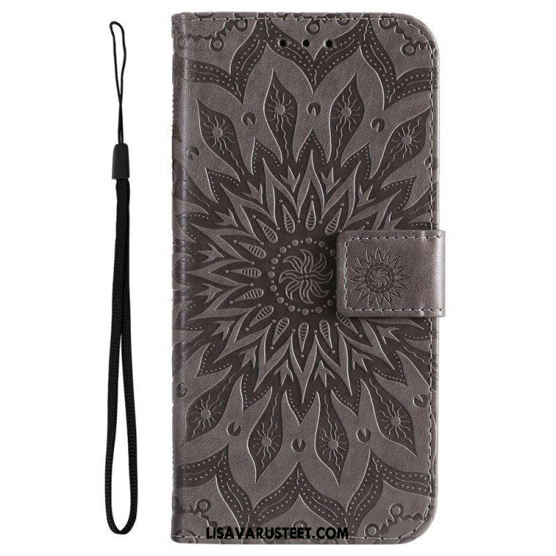 Kotelot Samsung Galaxy A14 / A14 5G Mandala-aurinko Kaulanauhalla
