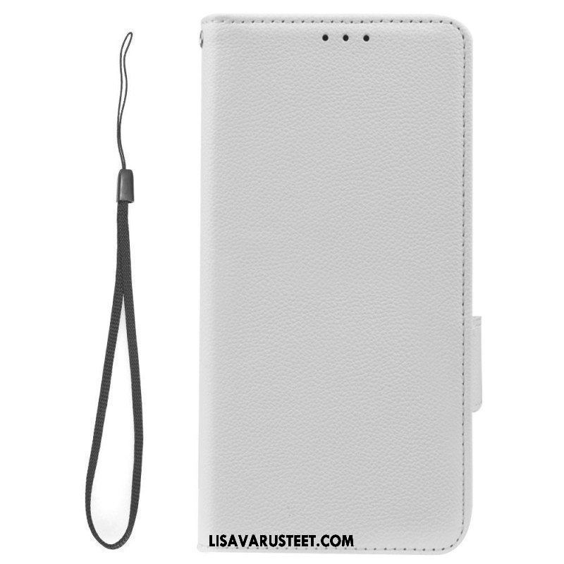 Kotelot Samsung Galaxy A14 / A14 5G Suojaketju Kuori Strappy Litchi Leather Style