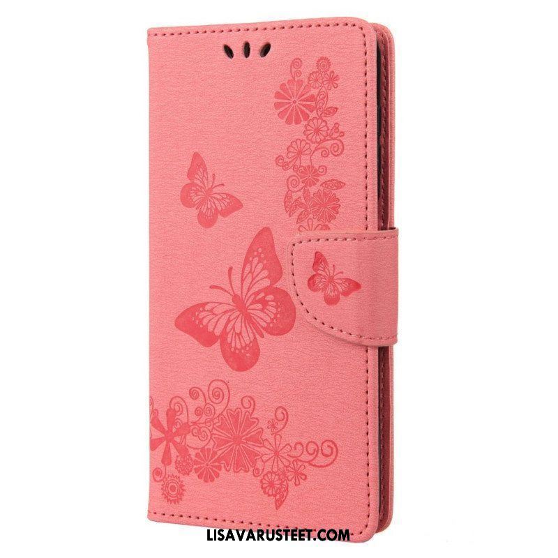 Kotelot Samsung Galaxy M23 5G Suojaketju Kuori Stringit Perhoset