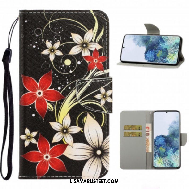 Kotelot Samsung Galaxy S21 Ultra 5G Suojaketju Kuori Värikkäitä Strappy-kukkia