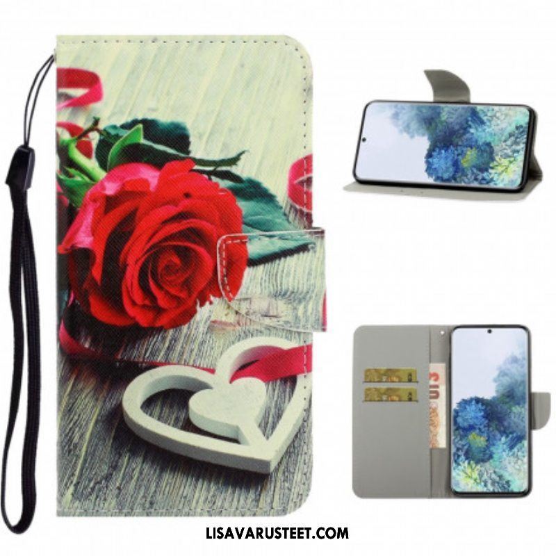 Kotelot Samsung Galaxy S21 Ultra 5G Suojaketju Kuori Värikkäitä Strappy-kukkia