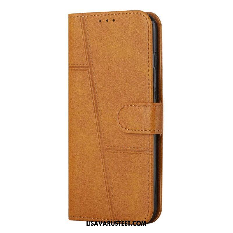 Kotelot Samsung Galaxy S23 5G Suojaketju Kuori Strappy Geometric Leather Style