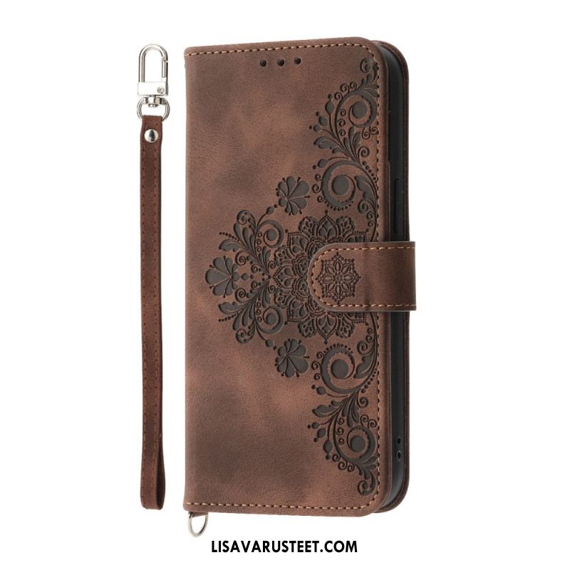 Kotelot Samsung Galaxy S25 5g Edge Kukkakuvio Ja Hihnat Suojakuori