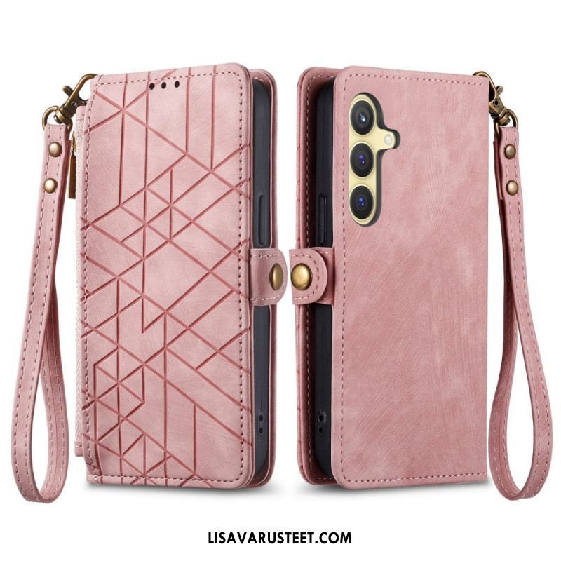 Kotelot Samsung Galaxy S25 5g Geometrinen Mokkanahkakuvioinen Lompakko Suojakuori