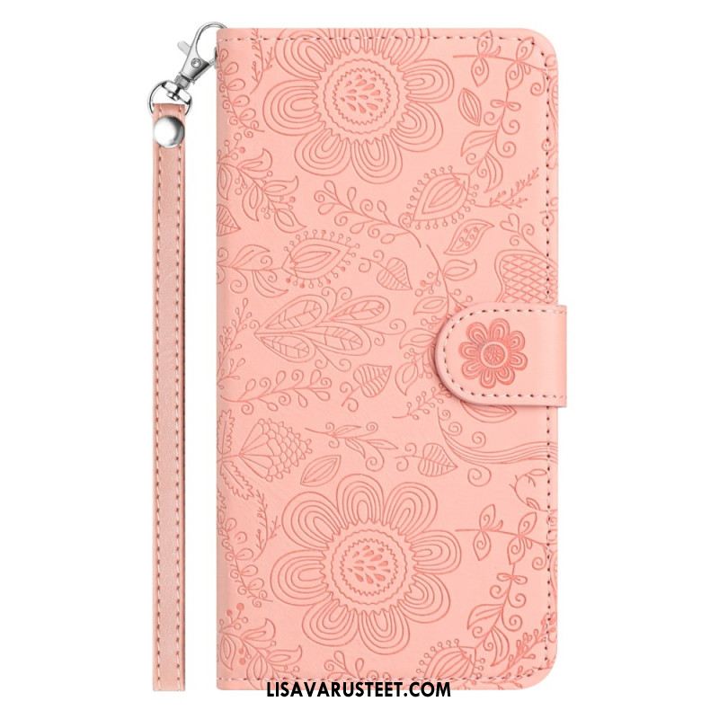 Kotelot Samsung Galaxy S25 Fe Kukkaiskuvio Ja Hihna