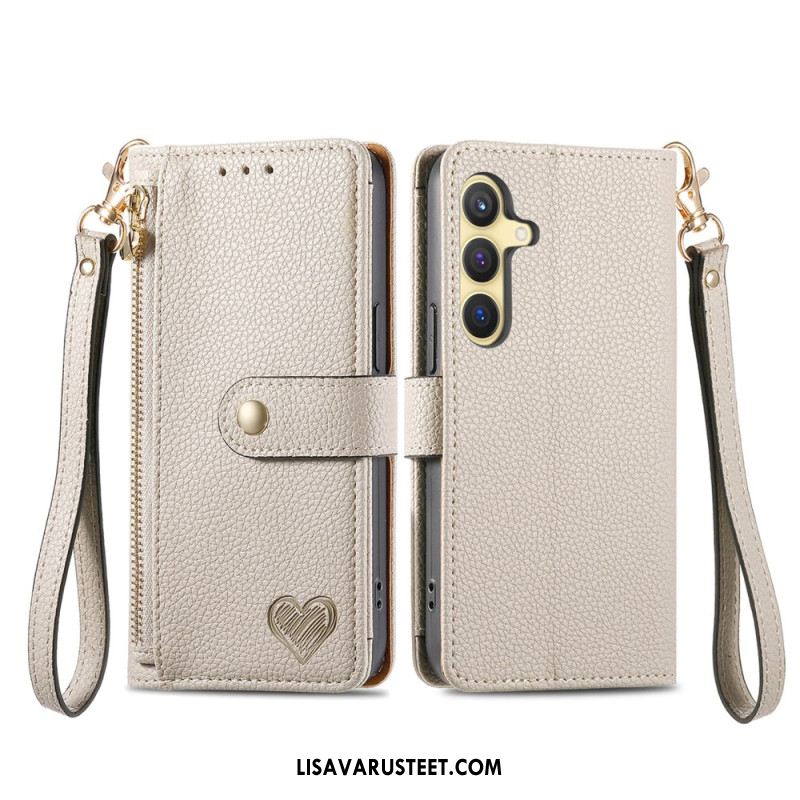 Kotelot Samsung Galaxy S25 Plus 5g Nahkalompakko Jossa Rfid-suojattu Vetoketjutasku Suojakuori