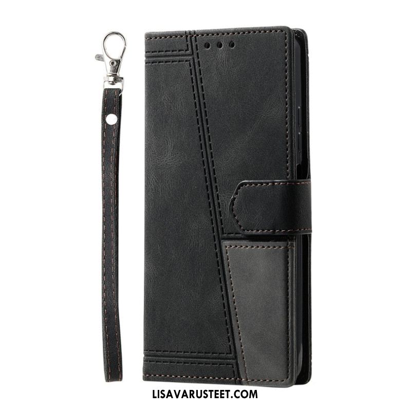 Kotelot Samsung Galaxy S25 Ultra 5g Kaksivärinen Mokkanahkamainen Rfid-lompakko Hihnalla