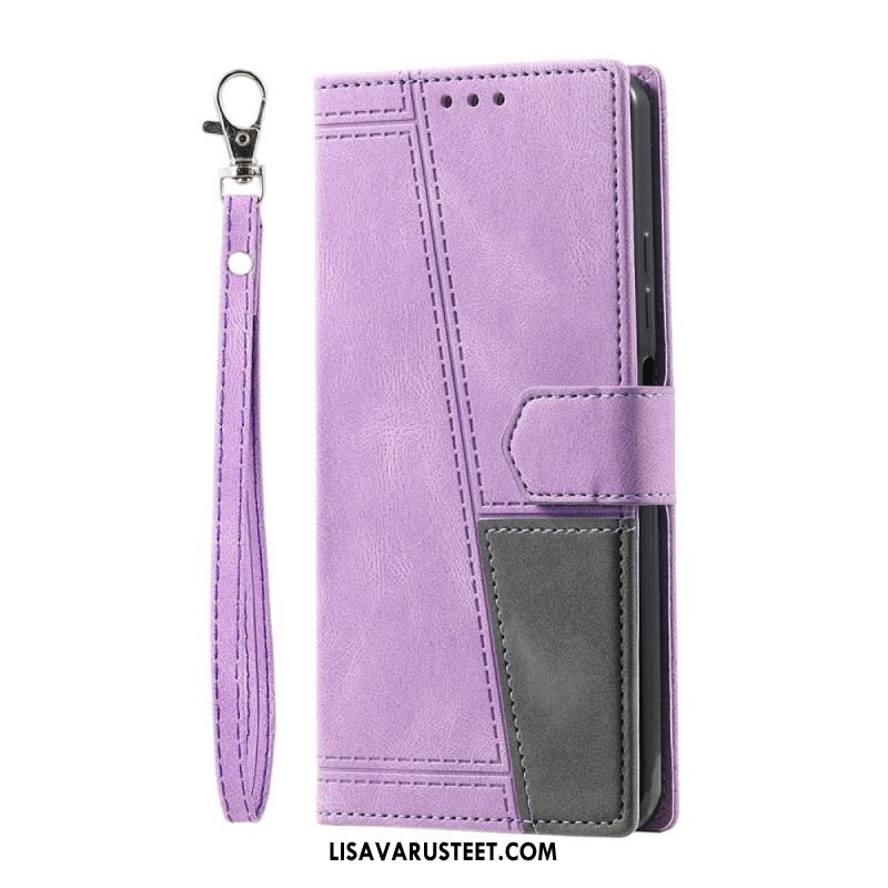 Kotelot Samsung Galaxy S25 Ultra 5g Kaksivärinen Mokkanahkamainen Rfid-lompakko Hihnalla