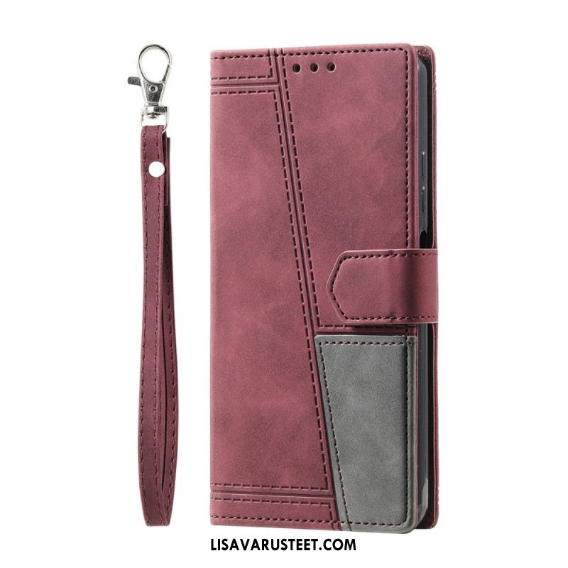 Kotelot Samsung Galaxy S25 Ultra 5g Kaksivärinen Mokkanahkamainen Rfid-lompakko Hihnalla