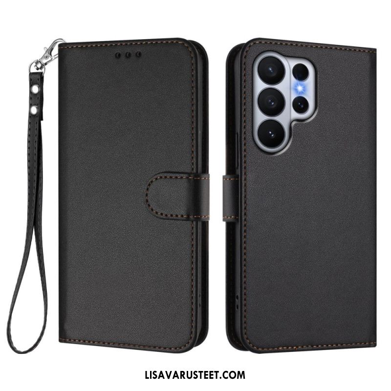 Kotelot Samsung Galaxy S26 Ultra Yksivärinen Nahkajäljitelmä Hihnalla Suojakuori