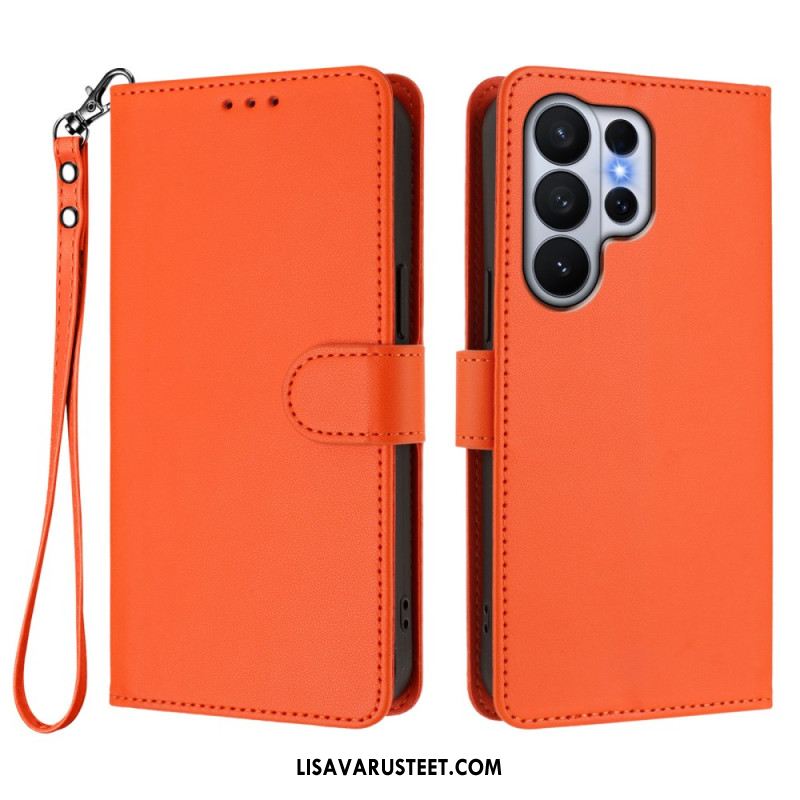 Kotelot Samsung Galaxy S26 Ultra Yksivärinen Nahkajäljitelmä Hihnalla Suojakuori