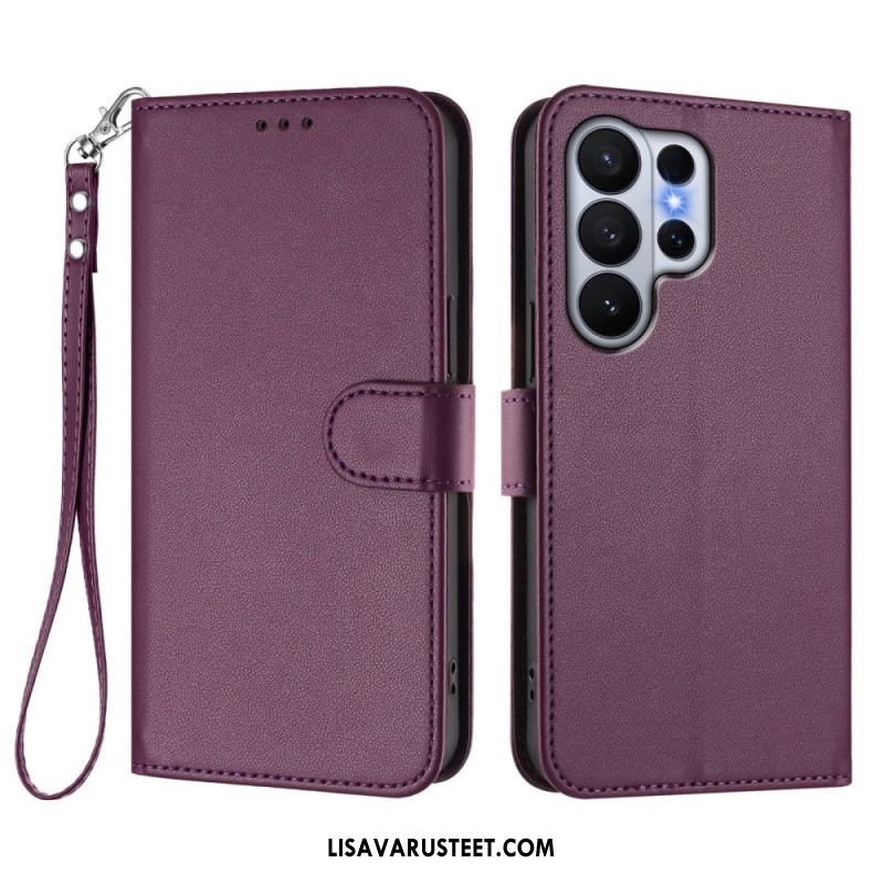 Kotelot Samsung Galaxy S26 Ultra Yksivärinen Nahkajäljitelmä Hihnalla Suojakuori