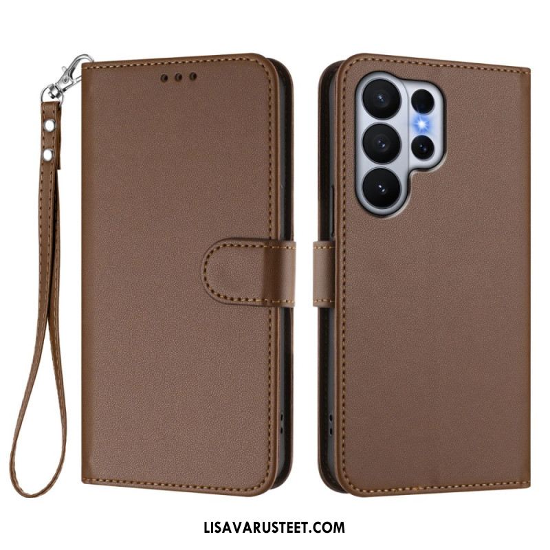 Kotelot Samsung Galaxy S26 Ultra Yksivärinen Nahkajäljitelmä Hihnalla Suojakuori